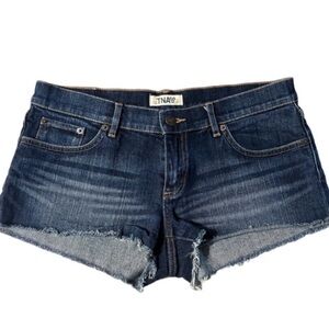 TNA Indigo Denim Low Rise Cutoff Shorts with Frayed Hem NWOT 29